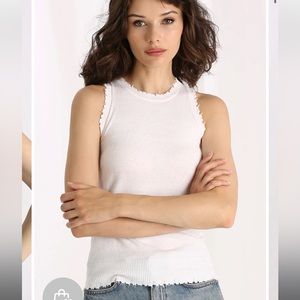 Minnie Rose cotton cashmere distressed tank